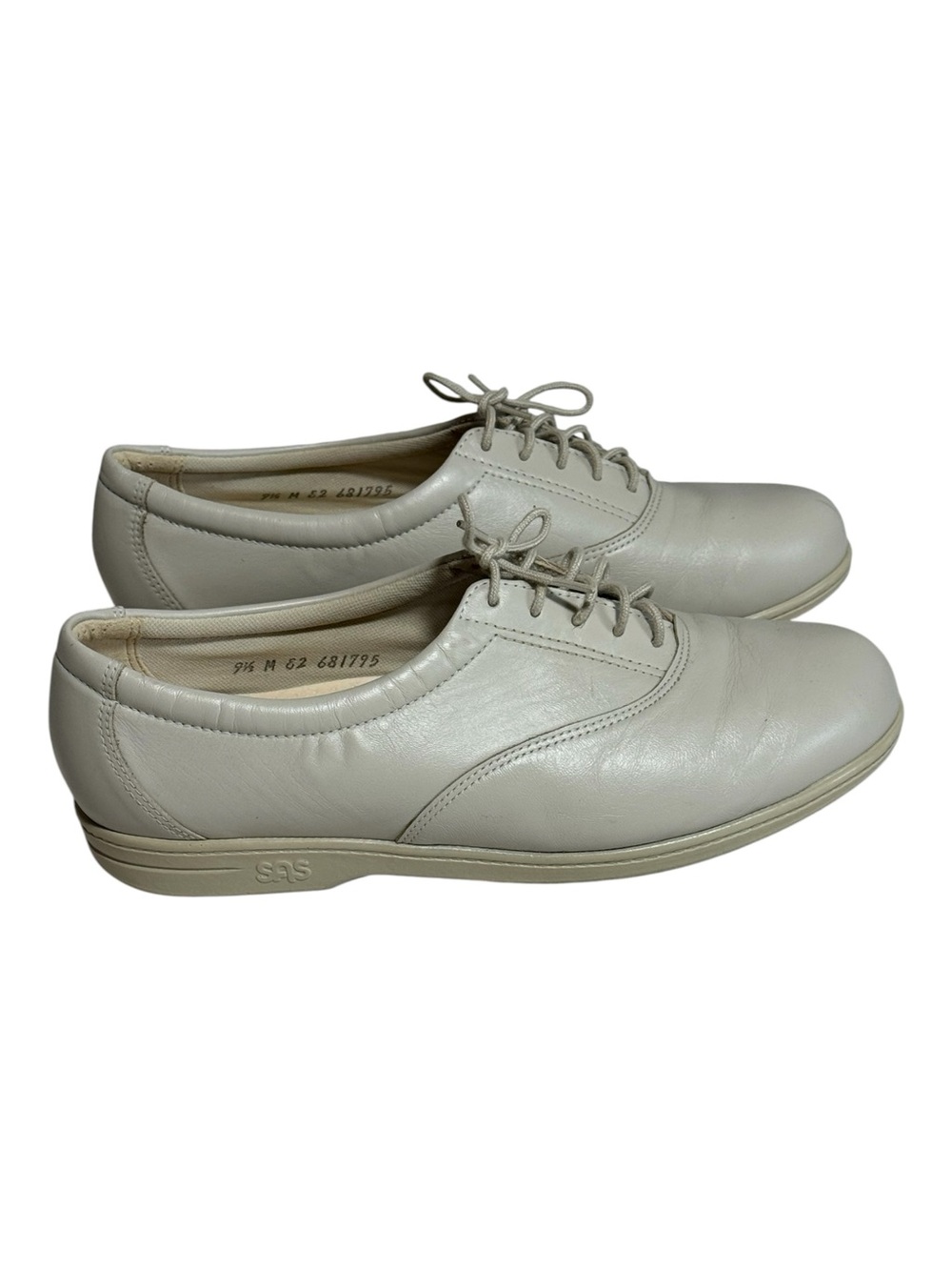 SAS Whisper Leather Comfort Oxfords Bone Beige Lace Up Walking Shoes Size 9.5 M
